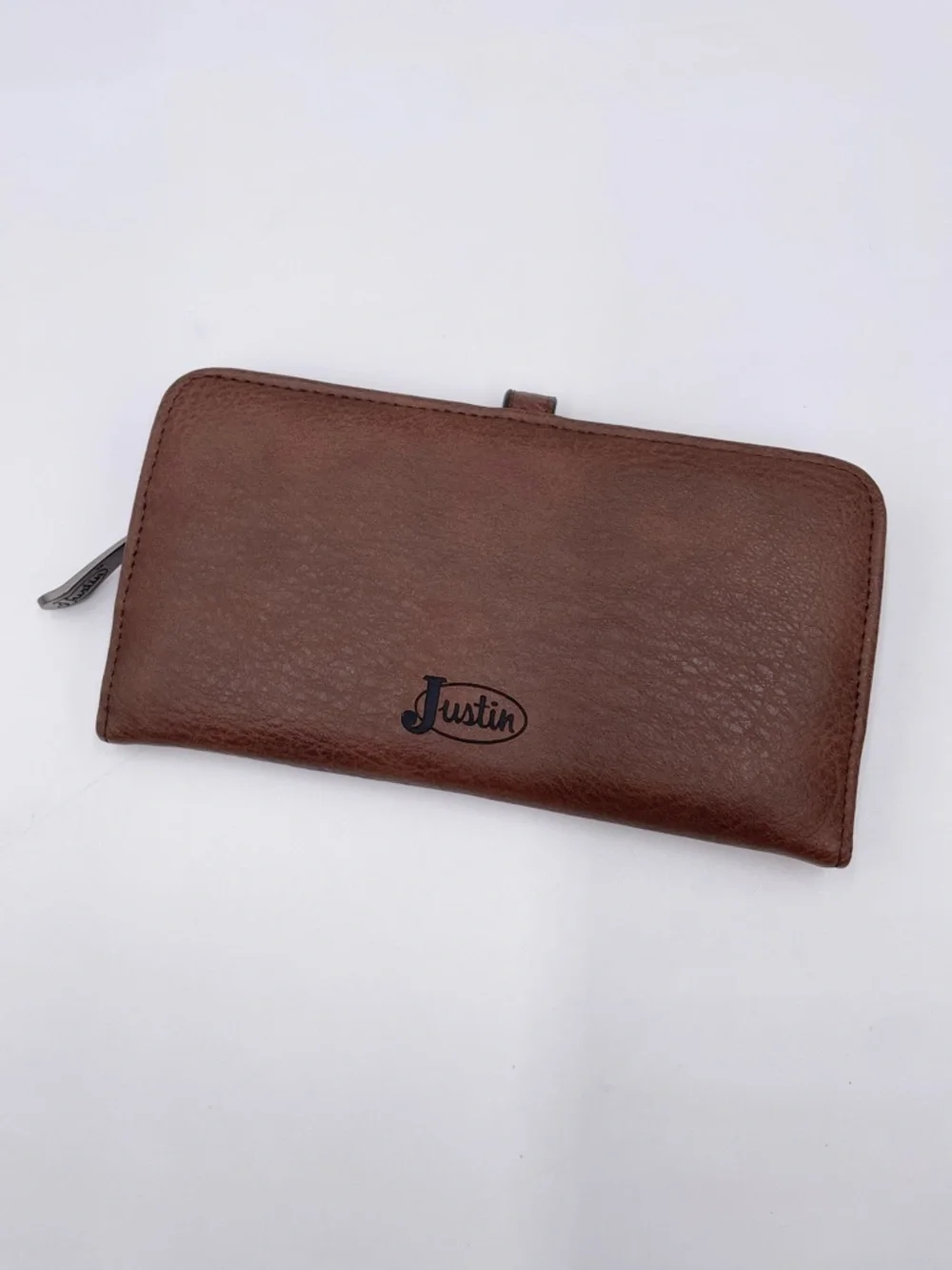 Justin Women's Floral Tooled Saddle Brown Wallet Slim Card Slots Western Cowgirl